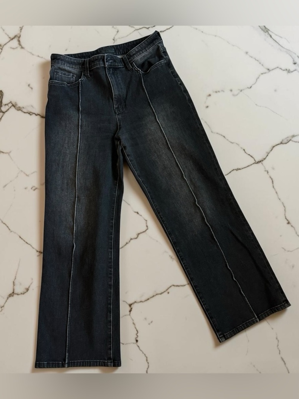Kut from the Kloth Black Denim Jeans High Rise Charlotte Flare